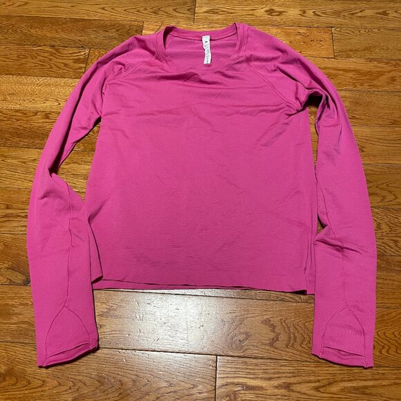 EUC Lululemon Swiftly Tech Long Sleeve Shirt 2.0 Waist Race Sz 8 Hot Pink - Picture 1 of 3